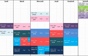 Planning des entrainements 2017-2018