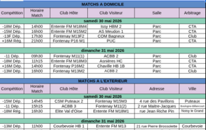 Programme du week-end du 30-31 mai