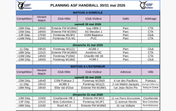 Programme du week-end du 30-31 mai