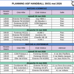 Programme du week-end du 30-31 mai